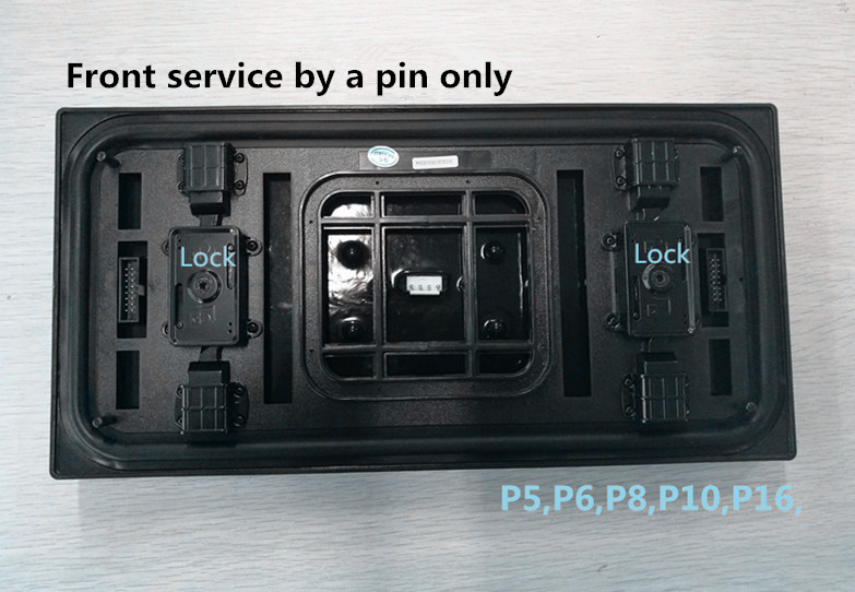 Front service modules by a pin only